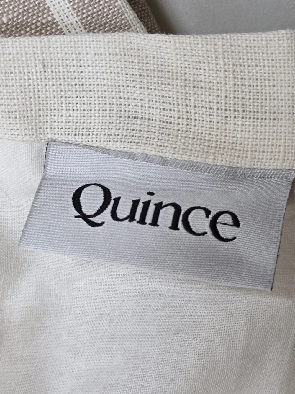 NWT QUINCE Set 2 48x96 Coastal Stripe Linen Cotton Curtains Ivory/Natural 9229